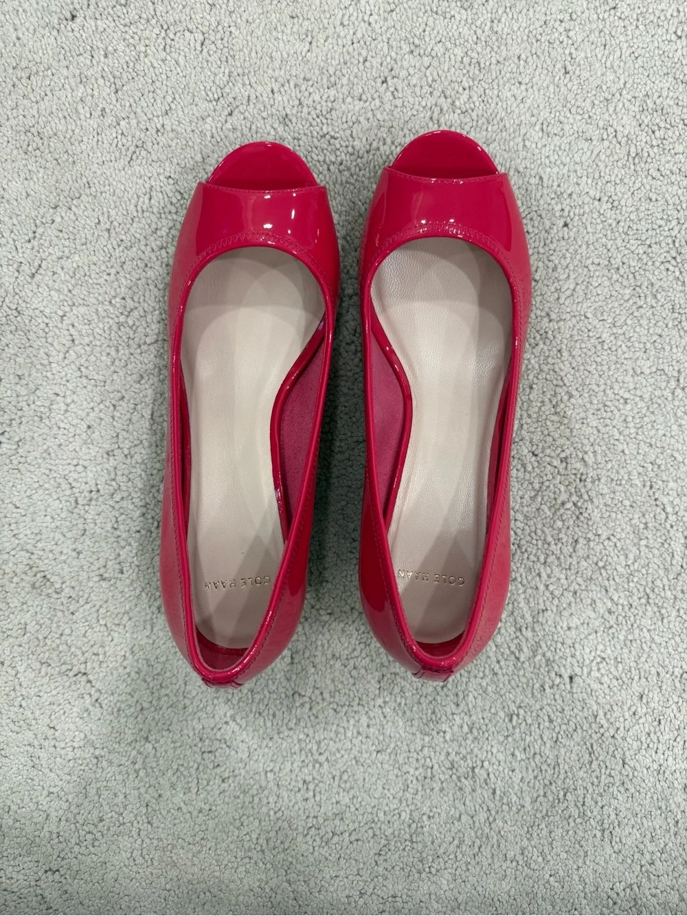 Cole Haan Air Tali Open Toe Wedge Hot Pink Patent